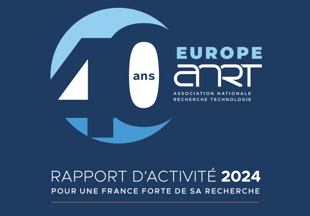Illustration avec écrit : "Rapport d'activité 2024. Pour une France forte de sa recherche"